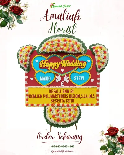 Karangan Papan Bunga Pernikahan di Mungseng